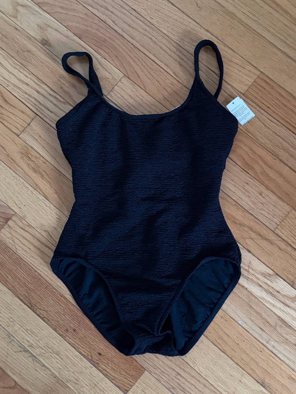 Vintage One Piece Active Spirit By Mainstream Swimsuit, Black Textured, Size 10